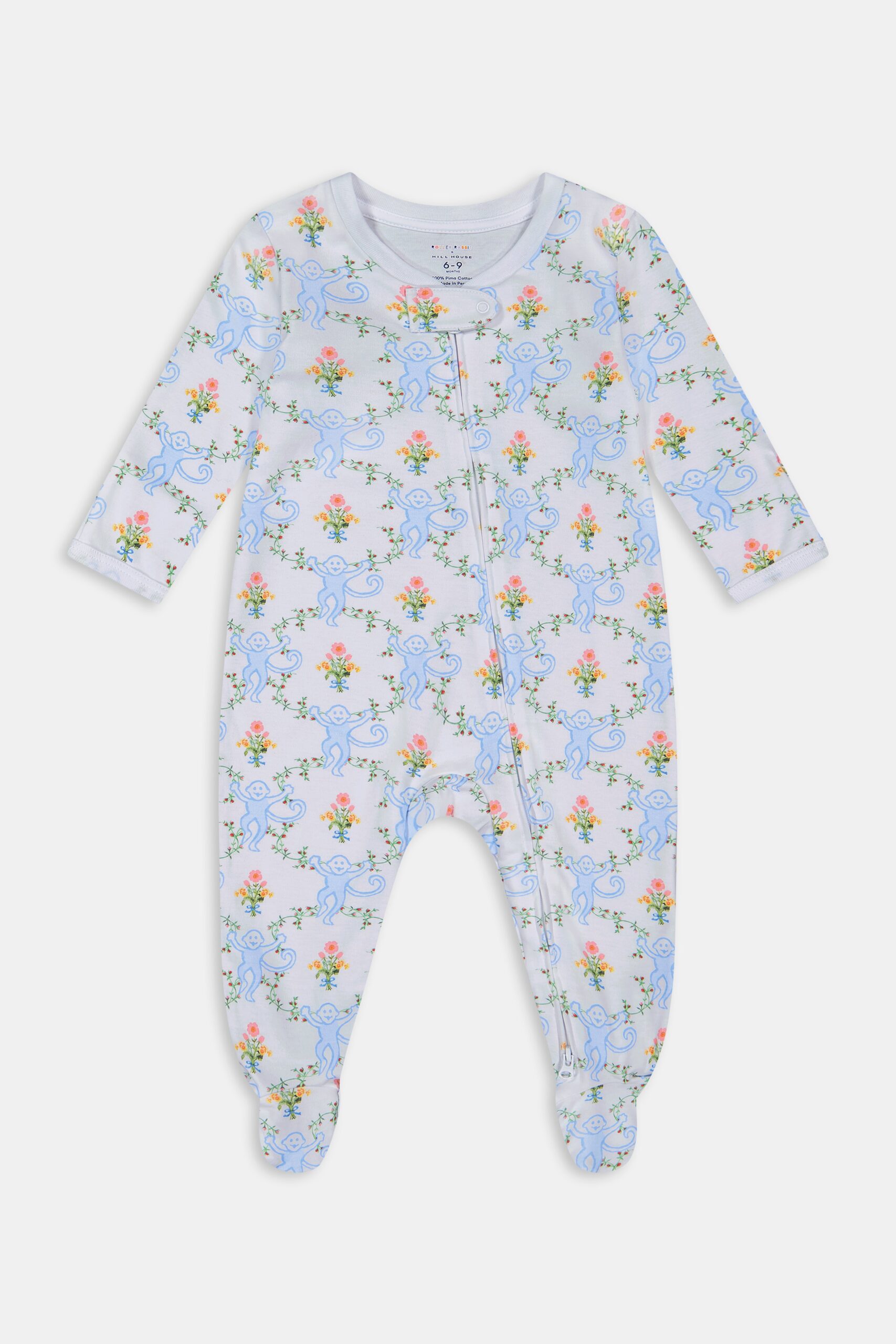 InfantZipperFootie-FloralMonkeyTrellis